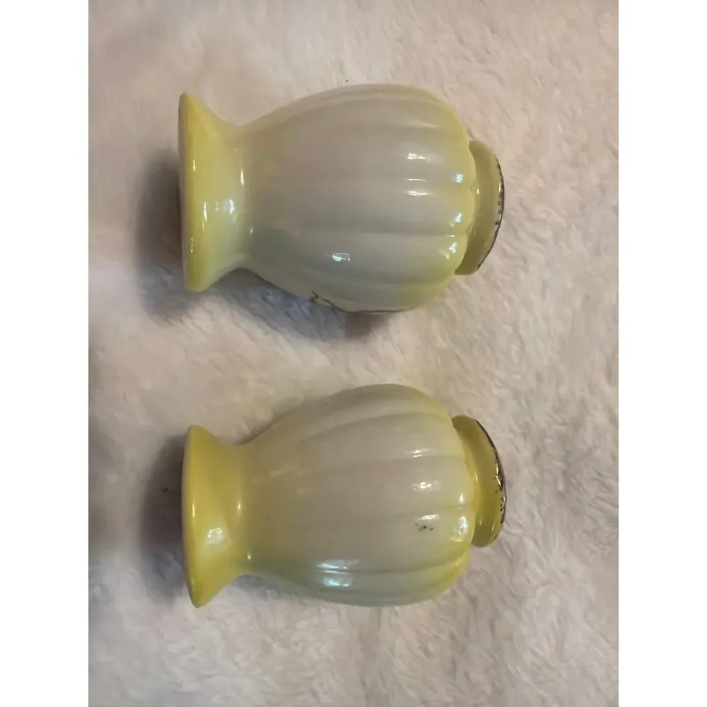 Vintage Hand Painted Rose Porcelain Salt & Pepper Shakers Pair Cork Stoppers